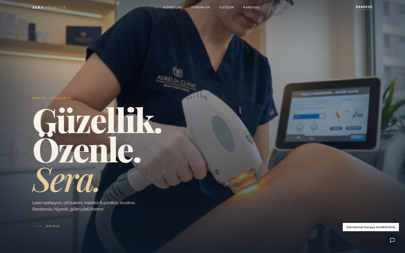Sera Güzellik estetik merkezi için online randevu sistemli web sitesi